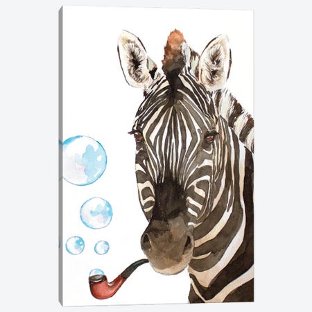 Bubble Pipe Zebra Canvas Print #AGY20} by Allison Gray Canvas Art Print