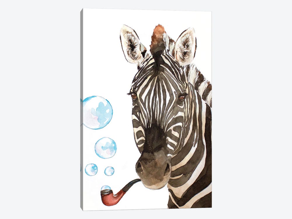Bubble Pipe Zebra by Allison Gray 1-piece Canvas Print