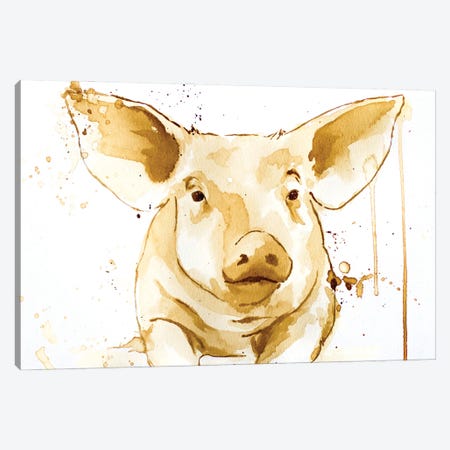 Coffee Pig Canvas Print #AGY32} by Allison Gray Canvas Art