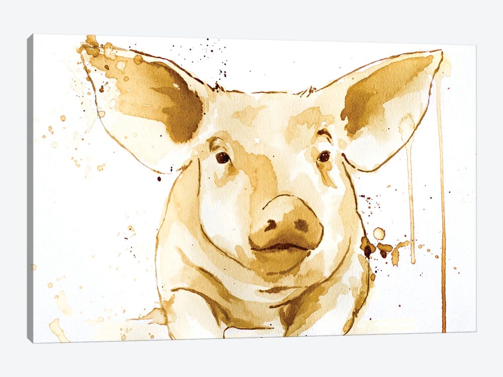 Coffee Pig by Allison Gray 1-piece Canvas Artwork