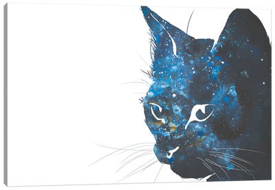 Cosmic Cat Head Silhouette Canvas Art Print - Allison Gray