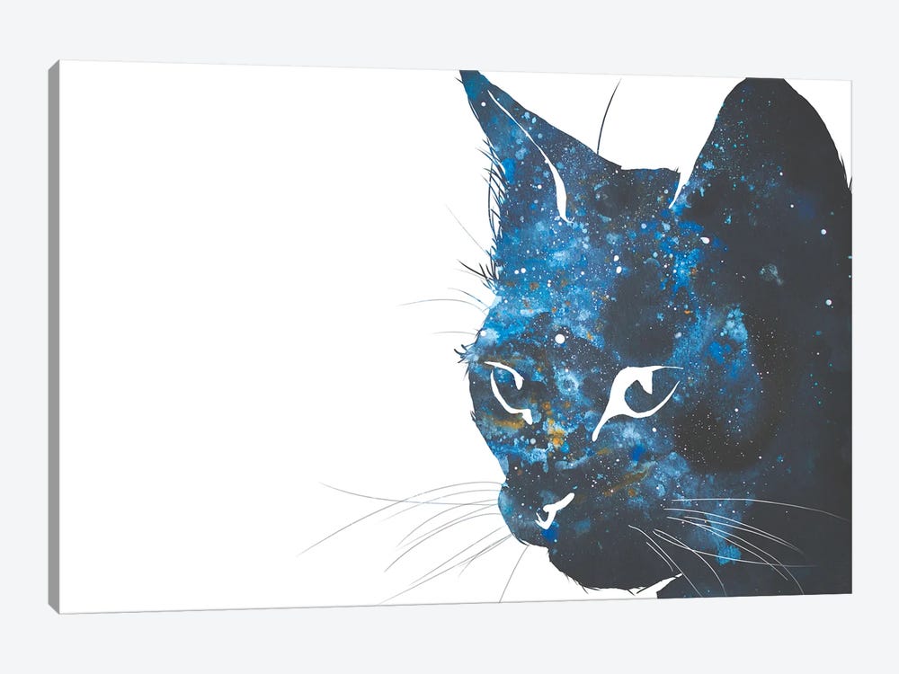 Cosmic Cat Head Silhouette by Allison Gray 1-piece Canvas Wall Art