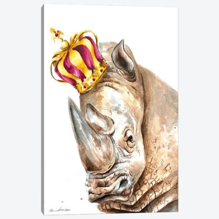 Crowned Rhino Canvas Print #AGY45} by Allison Gray Canvas Art