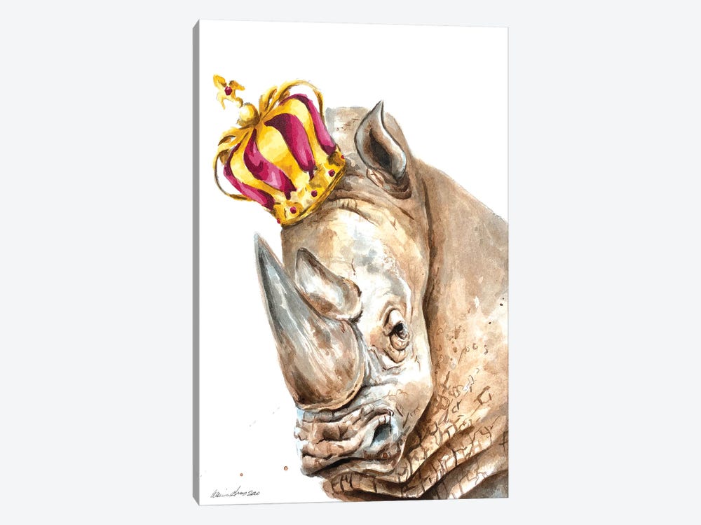 Crowned Rhino by Allison Gray 1-piece Canvas Artwork