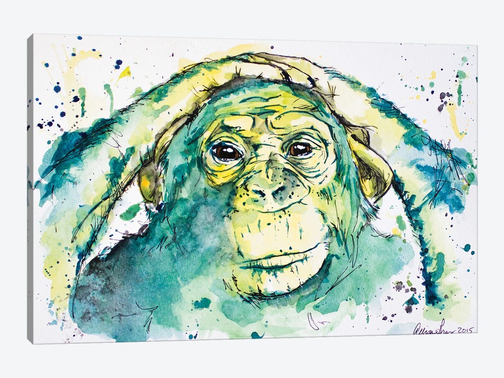 Green Chimp by Allison Gray 1-piece Canvas Wall Art