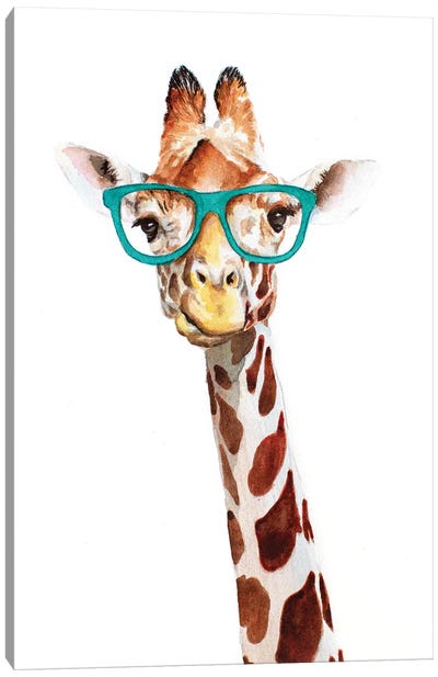 Hipster Giraffe Canvas Art Print - Giraffe Art