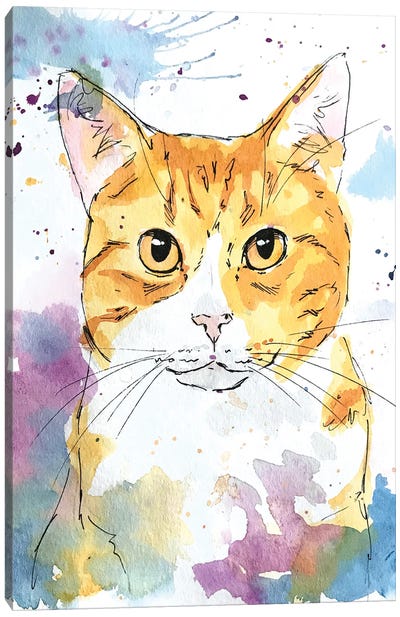 Orange Eyed Tabby Canvas Art Print - Tabby Cat Art