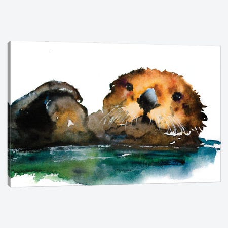 Otter Canvas Print #AGY85} by Allison Gray Canvas Artwork