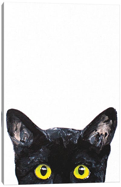 Peeking Cat Canvas Art Print - Self-Taught Women Artists