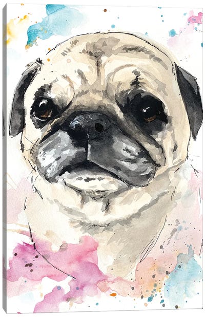 Pug Portrait Canvas Art Print - Allison Gray