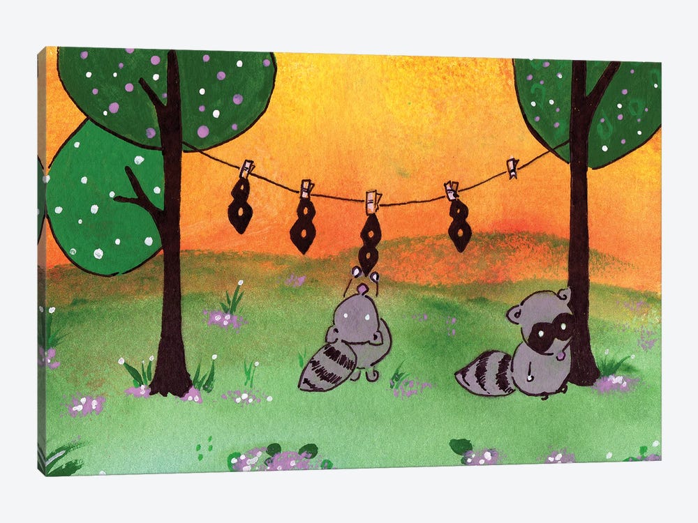 Raccoon Laundry Day by Allison Gray 1-piece Canvas Art Print