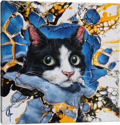 Niawu Canvas Art Print - Tuxedo Cat Art