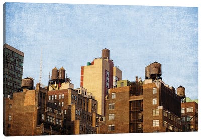 NYC Water Towers Canvas Art Print - Vintage Styled Photography