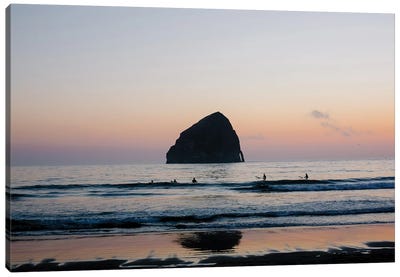Sunset Surfers Canvas Art Print - Vintage Styled Photography
