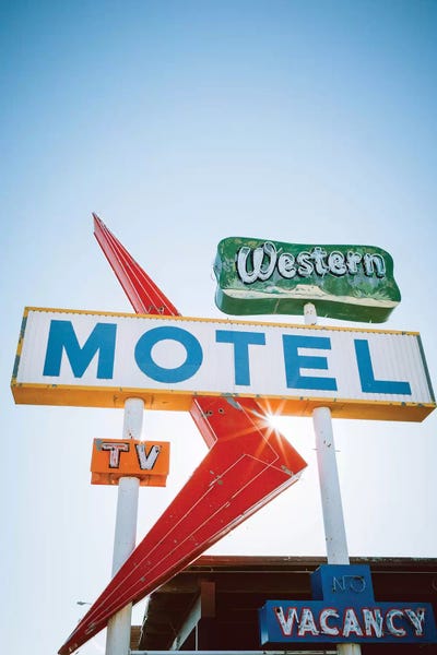 Western Motel by Ann Hudec framed canvas print