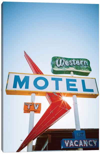 Western Motel Canvas Art Print - Vintage Styled Photography
