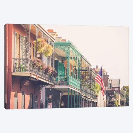 Colorful New Orleans French Quarter Balconies Canvas Print #AHD220} by Ann Hudec Canvas Art
