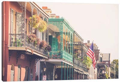 Colorful New Orleans French Quarter Balconies Canvas Art Print - Ann Hudec