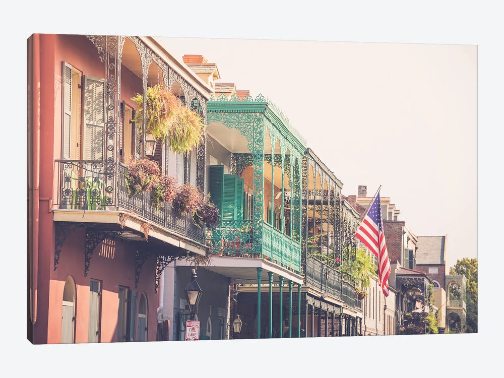 Colorful New Orleans French Quarter Balconies by Ann Hudec 1-piece Art Print