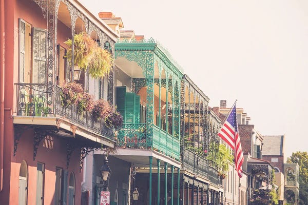 Louisiana: Colorful New Orleans French Quarter Balconies by Ann Hudec