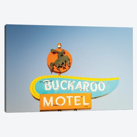 Route 66 Buckaroo Motel Vintage Sign Art Canvas Print #AHD239} by Ann Hudec Canvas Art Print