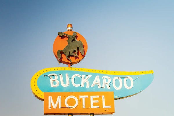 Ann Hudec: Route 66 Buckaroo Motel Vintage Sign Art by Ann Hudec