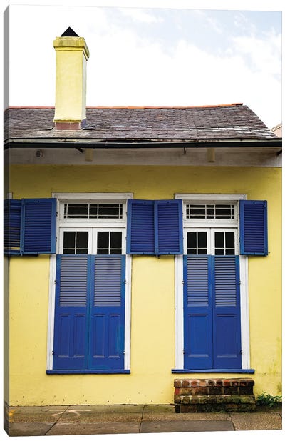 Yellow French Quarter Cottage New Orleans Louisiana Canvas Art Print - New Orleans Art