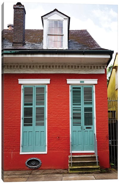 Red French Quarter Cottage New Orleans Louisiana Canvas Art Print - New Orleans Art