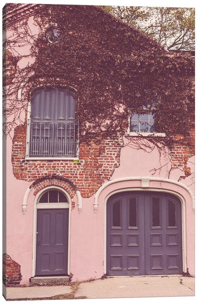 New Orleans Garden District Pink Carriage House Canvas Art Print - Ann Hudec