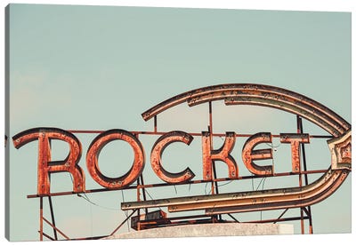 Rocket Oil Vintage Sign Photography Canvas Art Print - Ann Hudec