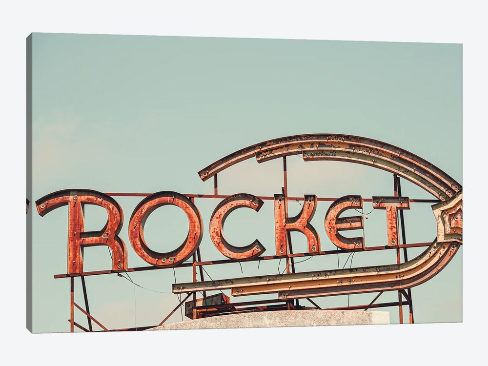 Rocket Oil Vintage Sign Photography by Ann Hudec 1-piece Canvas Art