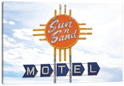 Route 66 Sun N Sand Vintage Motel Sign Print Canvas Art Print - Signs