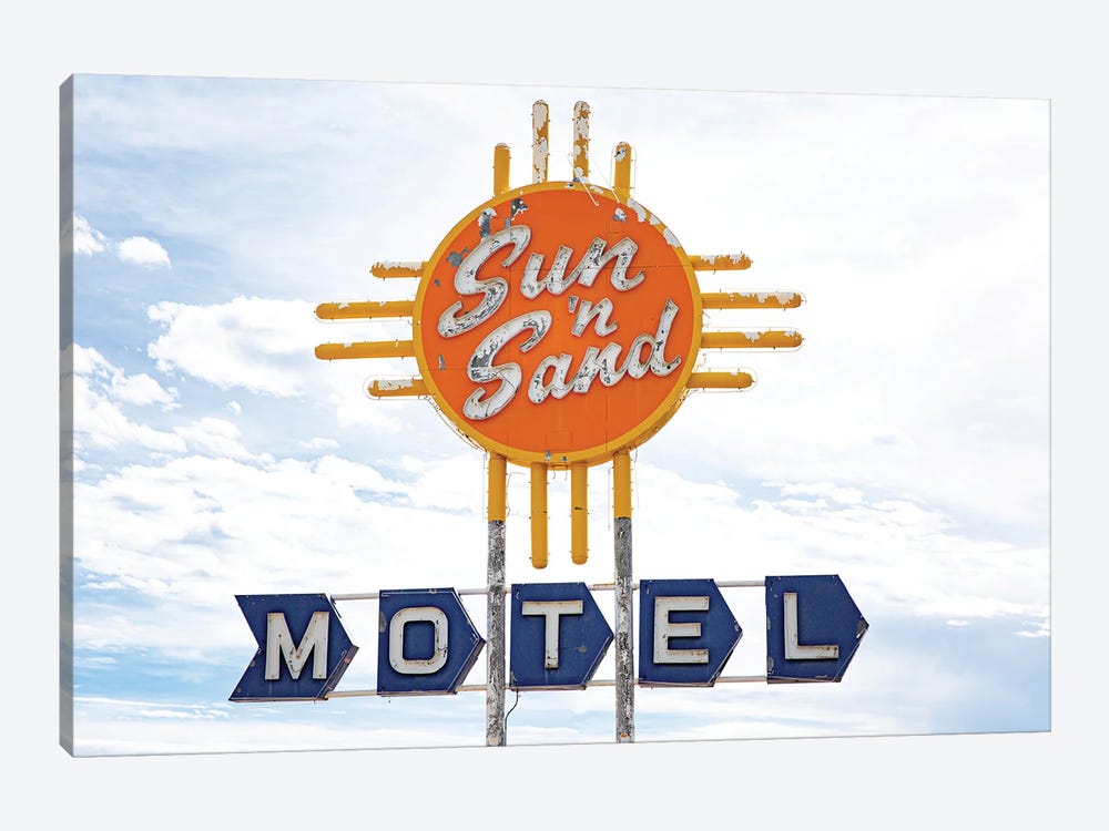 Route 66 Sun N Sand Vintage Motel Sign Print by Ann Hudec 1-piece Canvas Artwork