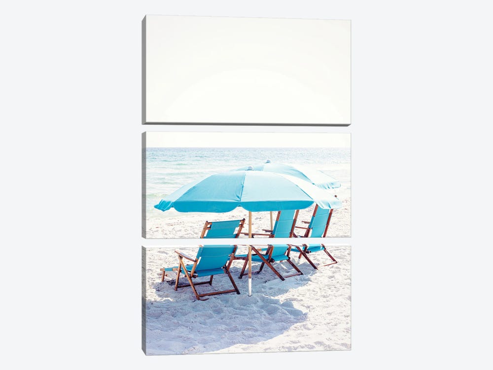 Florida Beach Umbrellas by Ann Hudec 3-piece Canvas Print