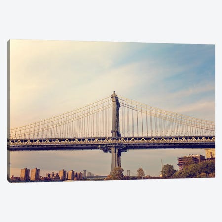 Sunset Over Manhattan Bridge NYC Canvas Print #AHD374} by Ann Hudec Art Print