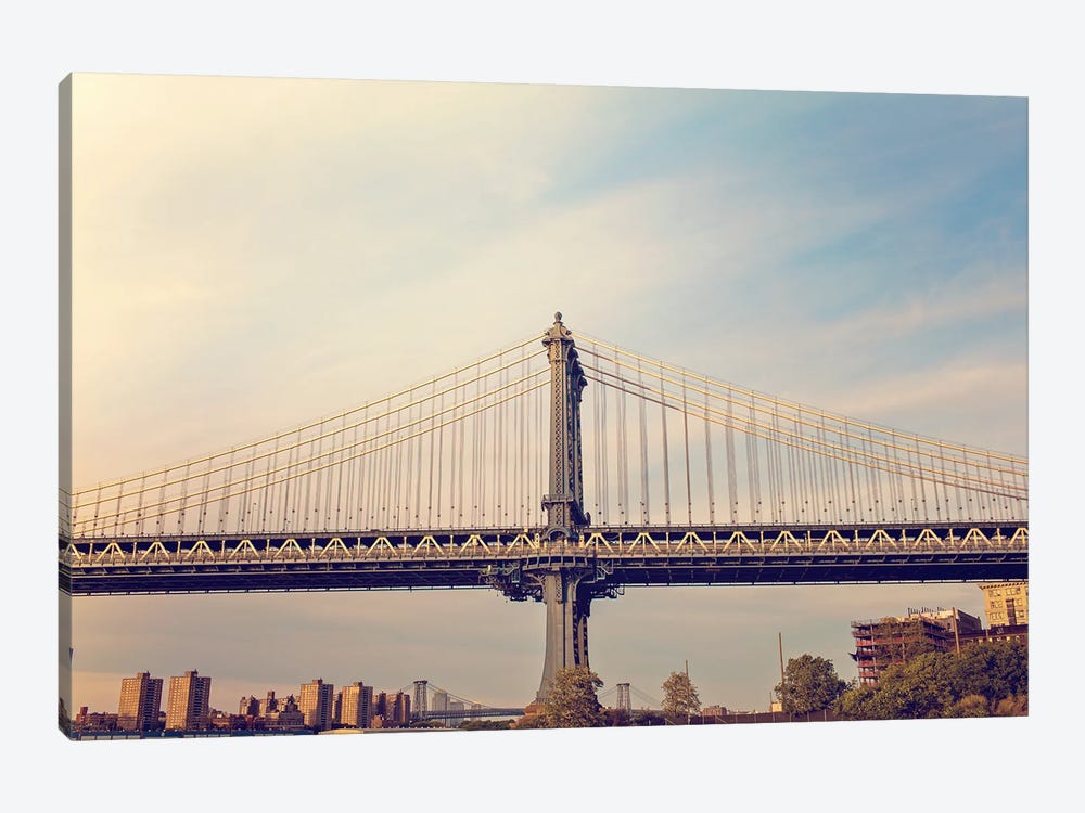 Sunset Over Manhattan Bridge NYC by Ann Hudec 1-piece Canvas Art Print