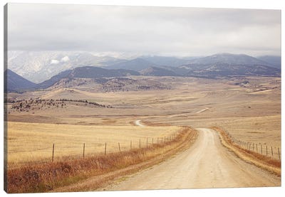 Down Montana Roads Canvas Art Print - Field, Grassland & Meadow Art
