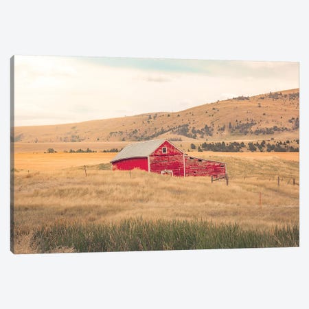 Montana Red Barn Canvas Print #AHD94} by Ann Hudec Canvas Artwork