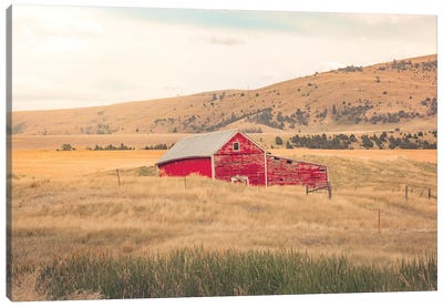 Montana Red Barn Canvas Art Print - Vintage Styled Photography