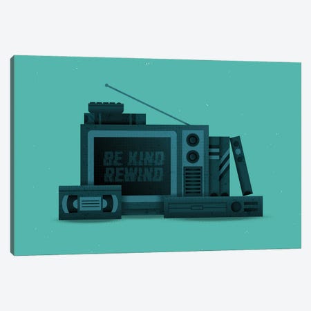 Be Kind Rewind Canvas Print #AHH114} by Burger Bolt Art Print