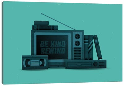 Be Kind Rewind Canvas Art Print - Burger Bolt