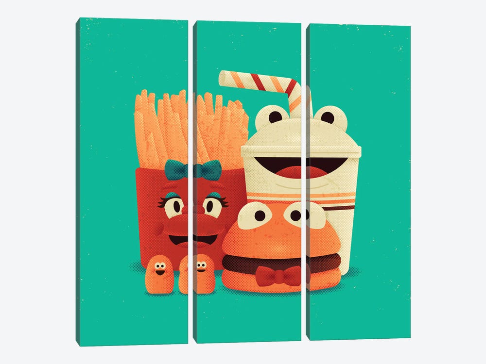 The Happiest Meal by Burger Bolt 3-piece Canvas Print