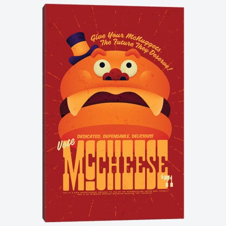 Vote McCheese Canvas Print #AHH152} by Burger Bolt Canvas Art