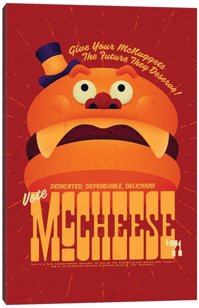 Vote McCheese Canvas Art Print - Burger Bolt