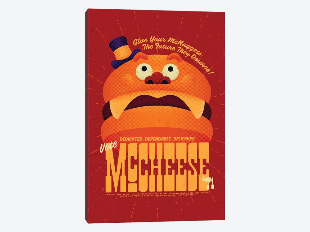 Vote McCheese by Burger Bolt 1-piece Canvas Art Print