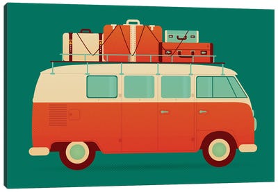 60's Vacation Canvas Art Print - Volkswagen