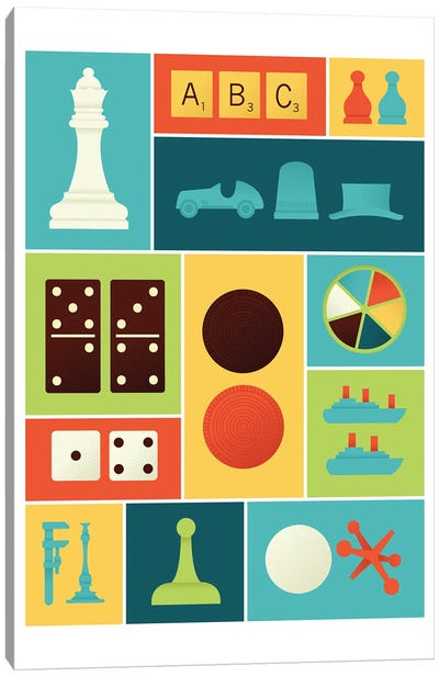 Classic Gaming Canvas Art Print - Cards & Board Games