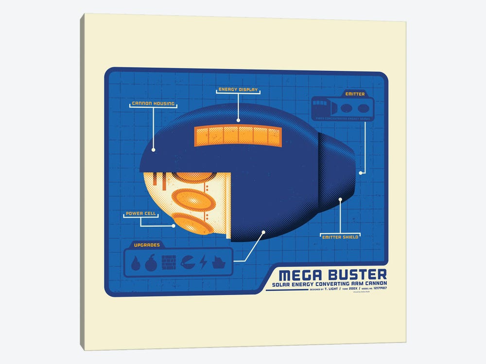 Mega Buster by Burger Bolt 1-piece Canvas Art