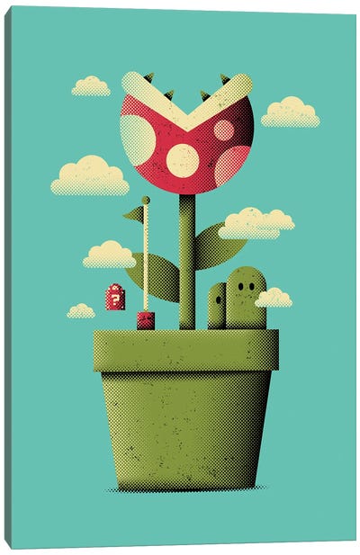 Potted Piranha Canvas Art Print - Video Game Character Art