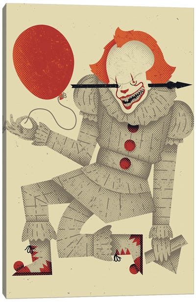 Time To Float Canvas Art Print - Evil Clown Art